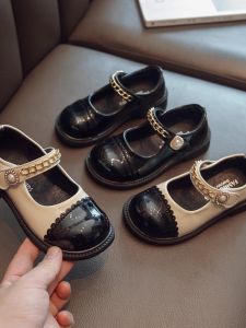 รองเท้าเด็กผู้หญิงทรงสปอร์ต PU นิ่ม ทรงสตรีทสไตล์ รองเท้าเด็กสไตล์เจ้าหญิง รองเท้าหนัง PU นิ่มสำหรับเด็ก