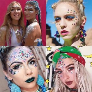 (1-66) DIY Adhesive Face Acrylic Gem Jewels Festival Party Body Glitter Stickers Tattoo