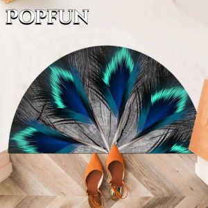 40*80cm Semicircle Floor Mat Peacock Carpet 3D carpet velvet Door Mat Entrance Carpets For Living Room Water Absorbent Anti-slip deepavali home decoration items Christmas decorations items mat floor地毯地垫