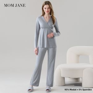 Mom Jane | Breastfeeding Maternity Pajama Modal Sleepwear Set Long Sleeve