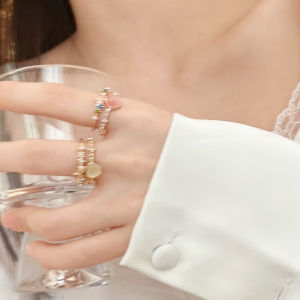 Double Layer Heart Cat Eye Open Ring Adjustable Womens Sweet Design High-End Sensation Index Finger Ring Internet Celebrity