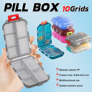 10 Grid Compartment Medicine Storage Box Pill First Aid Kit Container Medicine Organizer Case