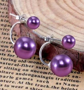 S925 Pure Silver Deep Purple Pearl Earrings Women Luxury Elegant Sea Pearl Drop Earrings Fashionable Jewelry Accessories