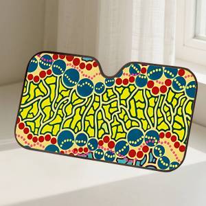 52TOYS | Y-Yayoi K-Kusama Art Car SunShade Windscreen Front Window Visor 70x130cm Sun Visor Solar Protect Plaid Gift Novelty Car