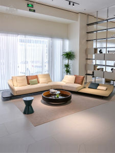 Italian Minimalist Large Flat Reflex Ferrari Sofa House Living Room Leather Curved Shaped Corner Sofa