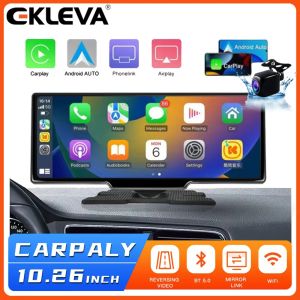 EKLEVA 10.26" Screen 4K Car Camera Wireless CarPlay & Android Auto Dash Cam FM Transmitter Parking Monitor 5G WiFi Connect APP monitor
