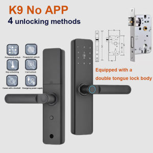 Smart door lock Main door Tuya APP Digital door lock Smart door knob Wood door Remote unlocking WIFI/Password/Fingerprint/ic card/Key Smart lock fit right & left Gate smart lock for home hotel rental house ﻿