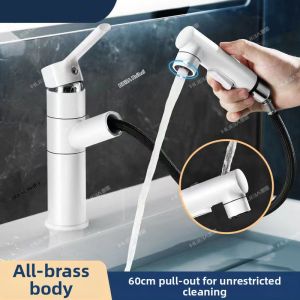 White Pull Out Two-way Hot and Cold Water Faucet