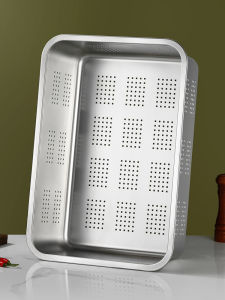 304 Stainless Steel Rectangular Drain Pan Commercial Vegetable Washing Basket Water Drainage Tray Kitchen Sink Drainage Dish