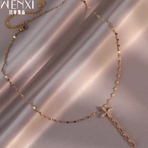 WENXI | Dây Chuyền Minimalist Sang Trọng Clover Cross