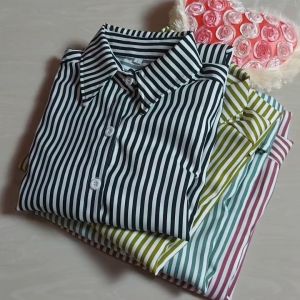 FB Shop Baju Kemeja Wanita Motif Salur Atasan Wanita B26553