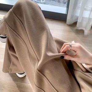 Plus Size Loose Straight Leg Casual Sports Pants for Women High Waist Mid Length Long Sleeve Work Clothing