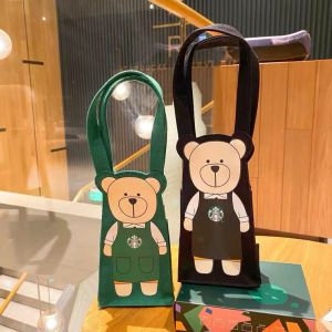 Starbuck กระเป๋ากระบอกน้ำผ้าใบกระเป๋าถือสีกาแฟแบบพกพาสำหรับคุณแม่นักเรียนกระเป๋าทรงสี่เหลี่ยมมีหูหิ้วสะพายไหล่ที่จับถ้วยกระเป๋าสะพายขวดน้ำ (18ซม. X 10ซม. X 10ซม.)