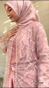 Humaira Dress 2 in 1 Gamis Lilit Kombinasi Outer Cardigan Brokat Payet Mutiara