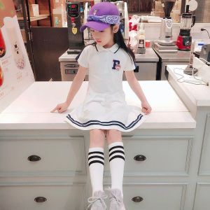 Girl Sports Dress Summer Polo Shirt Preppy Style Casual Fashion Golf Tennis Baseball Clothing Skirt