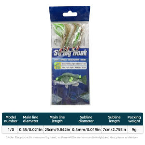 Sabiki Fishing Rigs Baits 5 Hoods Luminous Feathers Bait Rigs Tackle Fishing Lure Set 1/0