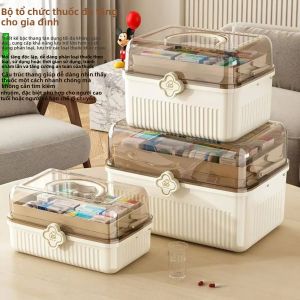 Hộp Đựng Thuốc Đa Tầng Dung Tích Lớn Dùng Trong Nhà Chất Liệu PP Thân Thiện Với Môi Trường Hộp Cứu Thương Hình Chữ Nhật 12L