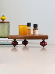 Retro American Wooden Candle Tray Home Fragrance Cosmetic Storage Entrance Shelf Decorative Items for Living Room