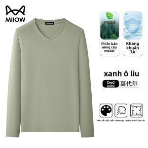 Áo thun nam MiiOW làm bằng vải modal cotton dài tay mỏng kháng khuẩn