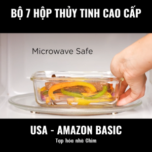 Bộ 7 Hộp Thủy Tinh Amazon nhập khẩu Châu Âu An Toàn Không BPA Không Chất Độc Hại Hộp Đựng Thực Phẩm Hộp Đựng Đồ Ăn