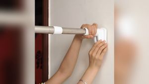 53-160cm Telescopic Clothing Rod Adjustable Shower Curtain Rods Non-perforated Telescopic Rod Bedroom Curtain Drying Rod Bathroom Curtain Drying Rack