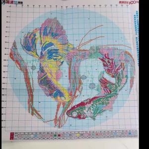 Two Fish Pattern Cross-Stitch Kit DIY Handicraft with Double Koi Fish in a Chinese-style Scenery of Abundant Fortune Pre-Printed Embroidery Material Pack