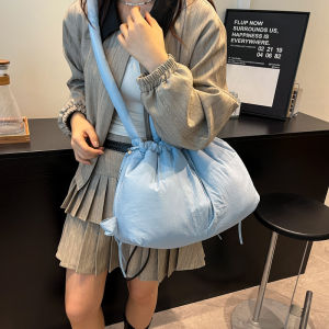 Casual Lightweight Drawstring Soft Surface Cotton Bag Womens Crossbody Shoulder Bag Large Capacity Fashionable Bag