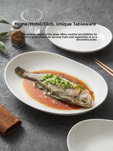 YOGEHOME | Egg-shaped Deep Fish Steaming Plate for Home Use