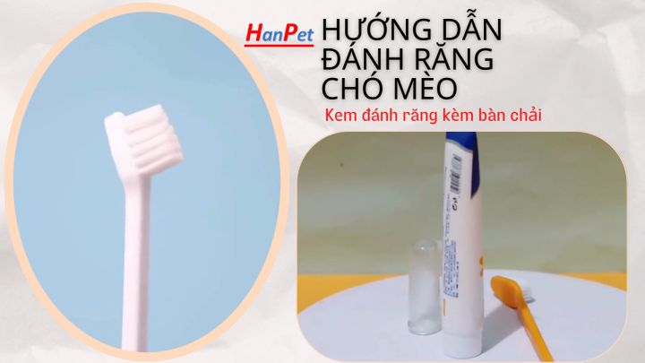 Orgo - Bàn chải răng và Kem đánh răng chó mèo thú cưng Giúp răng miệng thơm tho hết thối mồm