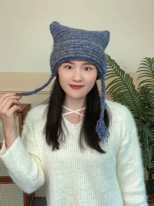 Cute Thickening Knitting Woolen Cap Children Fall and Winter Warm Ear Protection Toque Easiest for Match Students Cold-Proof Sleeve Cap Winter