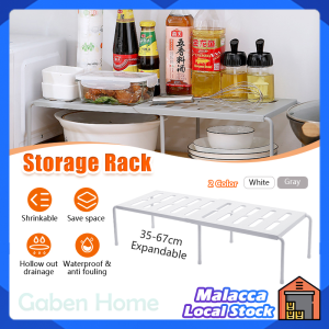 Expandable Storage Rack Kitchen Cabinet Shelf Organizers Adjustable Plate Dish Cupboard Counter Retractable Kitchen Shelf
