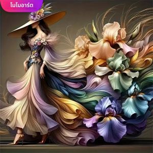 Momoart DIY เพชรภาพวาดศิลปะผู้หญิงดอกไม้เต็มรูปแบบเพชรเย็บปักถักร้อยภาพ Handmade Wall ตกแต่ง