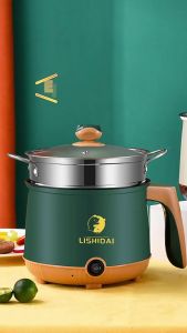 Nồi lẩu điện mini đa năng 2 tầng chống dính kèm giá hấp Inox  2 nấc nhiệt nấu siêu tốc 18CM nồi cơm điện đa năng cho sinh viên hoc sinh
