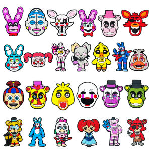 25/50/100Pcs Terrifying Five Nights Shoes Charms Cartoon Clog Sandal Garden Shoe Decoration Accessorie Buckles Kids Party Gifts