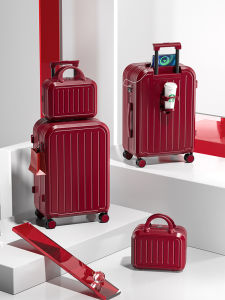 สีแดงงานแต่งงาน Trunk กระเป๋าเดินทางกล่องรหัสผ่านเจ้าสาวของขวัญทนทานกระเป๋าเดินทางสําหรับสตรีและผู้ชาย Neutral