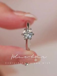 《308》Real Moissanite แหวนเงินสเตอร์ลิง S925 0.5ctทรงกลม สีขาว ได้รับการรับรองจาก GRA ผ่านการทดสอบ สําหรับงานหมั้น งานแต่งงาน งานพิธี