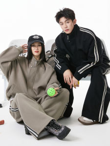 WUKONGYOUHUO | Retro Stripes Loose Fit Casual Sportswear Sets