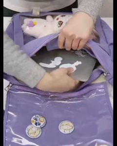 รูปร่างกระเป๋าสะพาย รูปร่างกระเป๋าไปคอน รูปร่างกระเป๋าใส กระเป๋าใส่ตูกตา ตูกตา 20cm และกระเป๋ากันน้ำ DIY