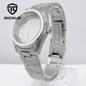 RICHUS 38mm silver Stainless steel 100 m waterproof watch case Sapphire Glass fit NH34 NH35 NH36 ETA 2824 PT5000 movement