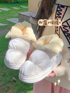 รองเท้าบูทลุยหิมะผ้าขนเป็ดกันน้ำเส้นเล็กรองเท้าผ้าฝ้ายบุขนกำมะหยี่หนาพิเศษกันหนาวน่ารักใส่ช่วงฤดูหนาวสำหรับผู้หญิงรองเท้าบูทบุคอตตอนข้อสั้น