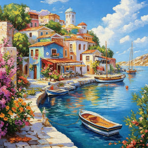 HUACAN Set For Cross Embroidery House Landscape Seaside Hobbies Creative DMC Threads Needlework 11CT Home Decor Handmade