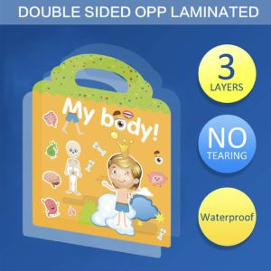 Kids Reusable and Waterproof Sticker Book Early Education Cartoon Cute Stickers for Children Gift Children Activity Book