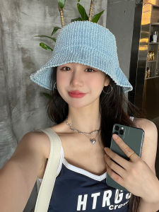 หมวกชาวประมงผ้าเดนิมสไตล์ญี่ปุ่นสำหรับผู้หญิงในฤดูร้อน ทรงบาง ปกปิดใบหน้า ทำให้ใบหน้าดูเล็กขึ้น หมวกทรงกลมแบบลำลอง ฤดูใบไม้ร่วง