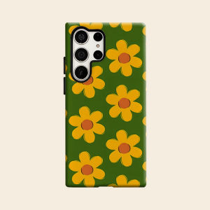 Yellow Daisy Floral Luxury Fashion Full Lens Protective Case for Samsung Galaxy S26 S25 S24 A56 A36 Plus Ultra