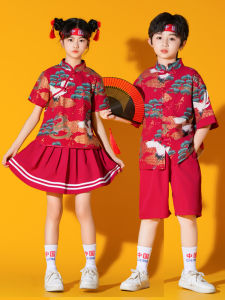 ชุดการแสดงเชียร์ลีดเดอร์สำหรับเด็กสไตล์จีนชุดพิธีเปิดการแข่งขันกีฬาเชียร์ลีดเดอร์สำหรับนักเรียนประถมและมัธยม