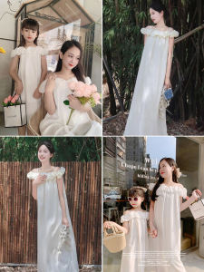 Váy voan đi biển chất lượng cao dành cho mẹ và con gái Hoàn hảo cho kỳ nghỉ hè với họa tiết hoa và ren