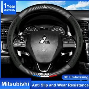 38cm Genuine Leather Carbon fiber Steering Wheel Cover for Mitsubishi Montero Adventure Pajero Mirage Lancer ASX Xpander Strada