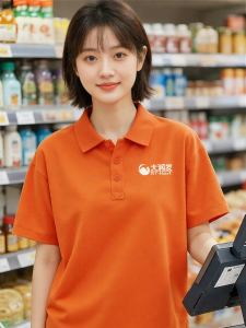 Custom LOGO Short Sleeve Orange Breathable Polo Shirt
