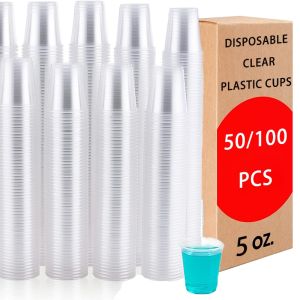 50/100pcs 5OZ Disposable Plastic Cups Coffee Cups Beverage Cups Suitable for Picnics Gatherings Christmas Party Supplies