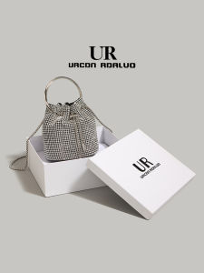 UR Luxury Water Diamond Bucket Bag Womens Handbag Fashionable Versatile Single Shoulder Crossbody Bag for Commuting